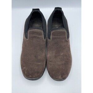 Lands End Women's 8B Brown Leather Suede Loafer Casual Slip On &Go Comfort Shoes